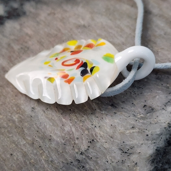 Colorful Glass Leaf Pendant - Picture 1 of 6